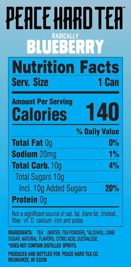 Nutritional Facts blueberry 12oz